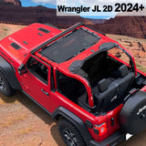 Shadeidea Jeep Sun Shade Soft Roof Top Mesh Sunshade  Fit for Wrangler JL 2-Door/4-Door and Gladiator JT 2024+ New Model Front Shade