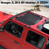 Shadeidea Jeep Sun Shade Soft Roof Top Mesh Sunshade  Fit for Wrangler JL 2-Door/4-Door and Gladiator JT 2024+ New Model Front Shade