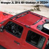 Shadeidea Jeep Sun Shade Soft Roof Top Mesh Sunshade  Fit for Wrangler JL 2-Door/4-Door and Gladiator JT 2024+ New Model Front Shade