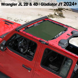 Shadeidea Jeep Sun Shade Soft Roof Top Mesh Sunshade  Fit for Wrangler JL 2-Door/4-Door and Gladiator JT 2024+ New Model Front Shade