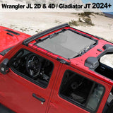 Shadeidea Jeep Sun Shade Soft Roof Top Mesh Sunshade  Fit for Wrangler JL 2-Door/4-Door and Gladiator JT 2024+ New Model Front Shade