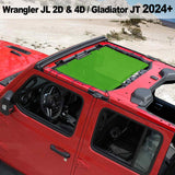 Shadeidea Jeep Sun Shade Soft Roof Top Mesh Sunshade  Fit for Wrangler JL 2-Door/4-Door and Gladiator JT 2024+ New Model Front Shade