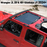 Shadeidea Jeep Sun Shade Soft Roof Top Mesh Sunshade  Fit for Wrangler JL 2-Door/4-Door and Gladiator JT 2024+ New Model Front Shade