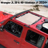 Shadeidea Jeep Sun Shade Soft Roof Top Mesh Sunshade  Fit for Wrangler JL 2-Door/4-Door and Gladiator JT 2024+ New Model Front Shade