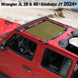 Shadeidea Jeep Sun Shade Soft Roof Top Mesh Sunshade  Fit for Wrangler JL 2-Door/4-Door and Gladiator JT 2024+ New Model Front Shade