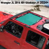 Shadeidea Jeep Sun Shade Soft Roof Top Mesh Sunshade  Fit for Wrangler JL 2-Door/4-Door and Gladiator JT 2024+ New Model Front Shade