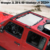 Shadeidea Jeep Sun Shade Soft Roof Top Mesh Sunshade  Fit for Wrangler JL 2-Door/4-Door and Gladiator JT 2024+ New Model Front Shade