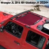 Shadeidea Jeep Sun Shade Soft Roof Top Mesh Sunshade  Fit for Wrangler JL 2-Door/4-Door and Gladiator JT 2024+ New Model Front Shade