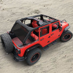 Jeep Wrangler Sun Shade JK 4 Door Back Mesh Screen Sunshade SAHARA RUBICON SPORT S Top Cover UV Blocker - One time Install 10 year Warranty