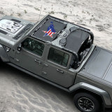 Jeep Gladiator Sunshade JT (2018-2023) 4 Door Top Sun Shade Front and Rear 2-pieces Mesh Screen Wrangler Cover UV Blocker - 10 Year Warranty