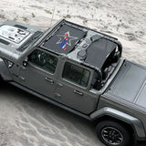 Jeep Gladiator Sunshade JT (2018-2023) 4 Door Top Sun Shade Front and Rear 2-pieces Mesh Screen Wrangler Cover UV Blocker - 10 Year Warranty