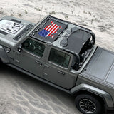 Jeep Gladiator Sunshade JT (2018-2023) 4 Door Top Sun Shade Front and Rear 2-pieces Mesh Screen Wrangler Cover UV Blocker - 10 Year Warranty