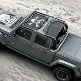 Jeep Gladiator Sunshade JT (2018-2023) 4 Door Top Sun Shade Front and Rear 2-pieces Mesh Screen Wrangler Cover UV Blocker - 10 Year Warranty