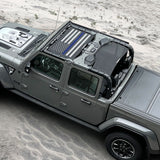 Jeep Gladiator Sunshade JT (2018-2023) 4 Door Top Sun Shade Front and Rear 2-pieces Mesh Screen Wrangler Cover UV Blocker - 10 Year Warranty