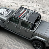 Jeep Gladiator Sunshade JT (2018-2023) 4 Door Top Sun Shade Front and Rear 2-pieces Mesh Screen Wrangler Cover UV Blocker - 10 Year Warranty