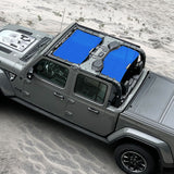 Jeep Gladiator Sunshade JT (2018-2023) 4 Door Top Sun Shade Front and Rear 2-pieces Mesh Screen Wrangler Cover UV Blocker - 10 Year Warranty