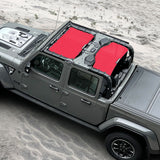 Jeep Gladiator Sunshade JT (2018-2023) 4 Door Top Sun Shade Front and Rear 2-pieces Mesh Screen Wrangler Cover UV Blocker - 10 Year Warranty