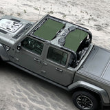Jeep Gladiator Sunshade JT (2018-2023) 4 Door Top Sun Shade Front and Rear 2-pieces Mesh Screen Wrangler Cover UV Blocker - 10 Year Warranty