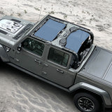 Jeep Gladiator Sunshade JT (2018-2023) 4 Door Top Sun Shade Front and Rear 2-pieces Mesh Screen Wrangler Cover UV Blocker - 10 Year Warranty