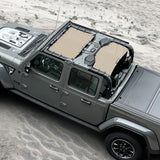 Jeep Gladiator Sunshade JT (2018-2023) 4 Door Top Sun Shade Front and Rear 2-pieces Mesh Screen Wrangler Cover UV Blocker - 10 Year Warranty