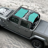Jeep Gladiator Sunshade JT (2018-2023) 4 Door Top Sun Shade Front and Rear 2-pieces Mesh Screen Wrangler Cover UV Blocker - 10 Year Warranty