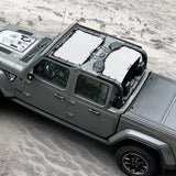 Jeep Gladiator Sunshade JT (2018-2023) 4 Door Top Sun Shade Front and Rear 2-pieces Mesh Screen Wrangler Cover UV Blocker - 10 Year Warranty