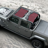 Jeep Gladiator Sunshade JT (2018-2023) 4 Door Top Sun Shade Front and Rear 2-pieces Mesh Screen Wrangler Cover UV Blocker - 10 Year Warranty