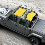 Jeep Gladiator Sunshade JT (2018-2023) 4 Door Top Sun Shade Front and Rear 2-pieces Mesh Screen Wrangler Cover UV Blocker - 10 Year Warranty