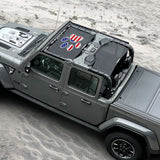 Jeep Gladiator Sunshade JT (2018-2023) 4 Door Top Sun Shade Front and Rear 2-pieces Mesh Screen Wrangler Cover UV Blocker - 10 Year Warranty
