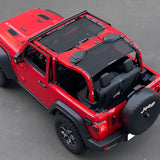 Shadeidea Jeep Wrangler Sun Shade JL 2 Door Top Sunshade (2018-2023), Front + Rear - Mesh Screen Cover, UV Blocker