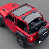 Shadeidea Jeep Wrangler Sun Shade JL 2 Door Top Sunshade (2018-2023), Front + Rear - Mesh Screen Cover, UV Blocker