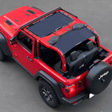 Shadeidea Jeep Wrangler Sun Shade JL 2 Door Top Sunshade (2018-2023), Front + Rear - Mesh Screen Cover, UV Blocker