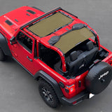 Shadeidea Jeep Wrangler Sun Shade JL 2 Door Top Sunshade (2018-2023), Front + Rear - Mesh Screen Cover, UV Blocker