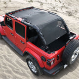 Jeep Wrangler Sun Shade JL Unlimited 4 Door JLU Sunshade 2018-2023 Top Front+Rear+Back Mesh Screen Cover UV Blocker-10 Year Warranty