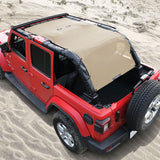 Jeep Wrangler Sun Shade JL Unlimited 4 Door JLU Sunshade 2018-2023 Top Front+Rear+Back Mesh Screen Cover UV Blocker-10 Year Warranty