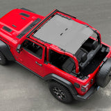 Jeep Wrangler Sunshade JL 2 Door Sun Shade Front and Rear (One piece) Mesh Screen Top Cover UV Blocker 2018-2023 - 10 Year Warranty