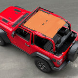 Jeep Wrangler Sunshade JL 2 Door Sun Shade Front and Rear (One piece) Mesh Screen Top Cover UV Blocker 2018-2023 - 10 Year Warranty