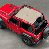 Jeep Wrangler Sunshade JL 2 Door Sun Shade Front and Rear (One piece) Mesh Screen Top Cover UV Blocker 2018-2023 - 10 Year Warranty