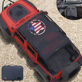 Jeep Wrangler Sun Shade JK Unlimited 4 Door Front and Rear Mesh Screen Sunshade JKU Top Cover UV Blocker with Grab Bag-One time Install 10 years Warranty