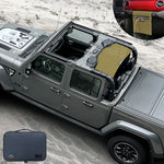 Shadeidea Jeep Gladiator Sun Shade, JT ( 2018 - 2023 ) 4 Door Top Sunshade, Rear Mesh Screen Wrangler Cover, UV Blocker with GrabBag Pouch - 10 Years Lasting
