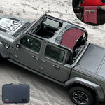Shadeidea Jeep Gladiator Sun Shade, JT ( 2018 - 2023 ) 4 Door Top Sunshade, Rear Mesh Screen Wrangler Cover, UV Blocker with GrabBag Pouch - 10 Years Lasting