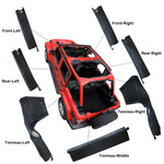Jeep Wrangler Roll Bar Padding JL (2018-2023) Unlimited 4 Door Vinyl Foam Laminated Pad Cover Kit Protection for 2018-2023 JLU Sahara Rubicon with Grab Bag - 3 Year Warranty