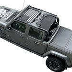 Jeep Gladiator Sunshade JT (2018-2023) 4 Door Top Sun Shade Front and Rear 2-pieces Mesh Screen Wrangler Cover UV Blocker with GrabBag Pouch - 10 Year Warranty