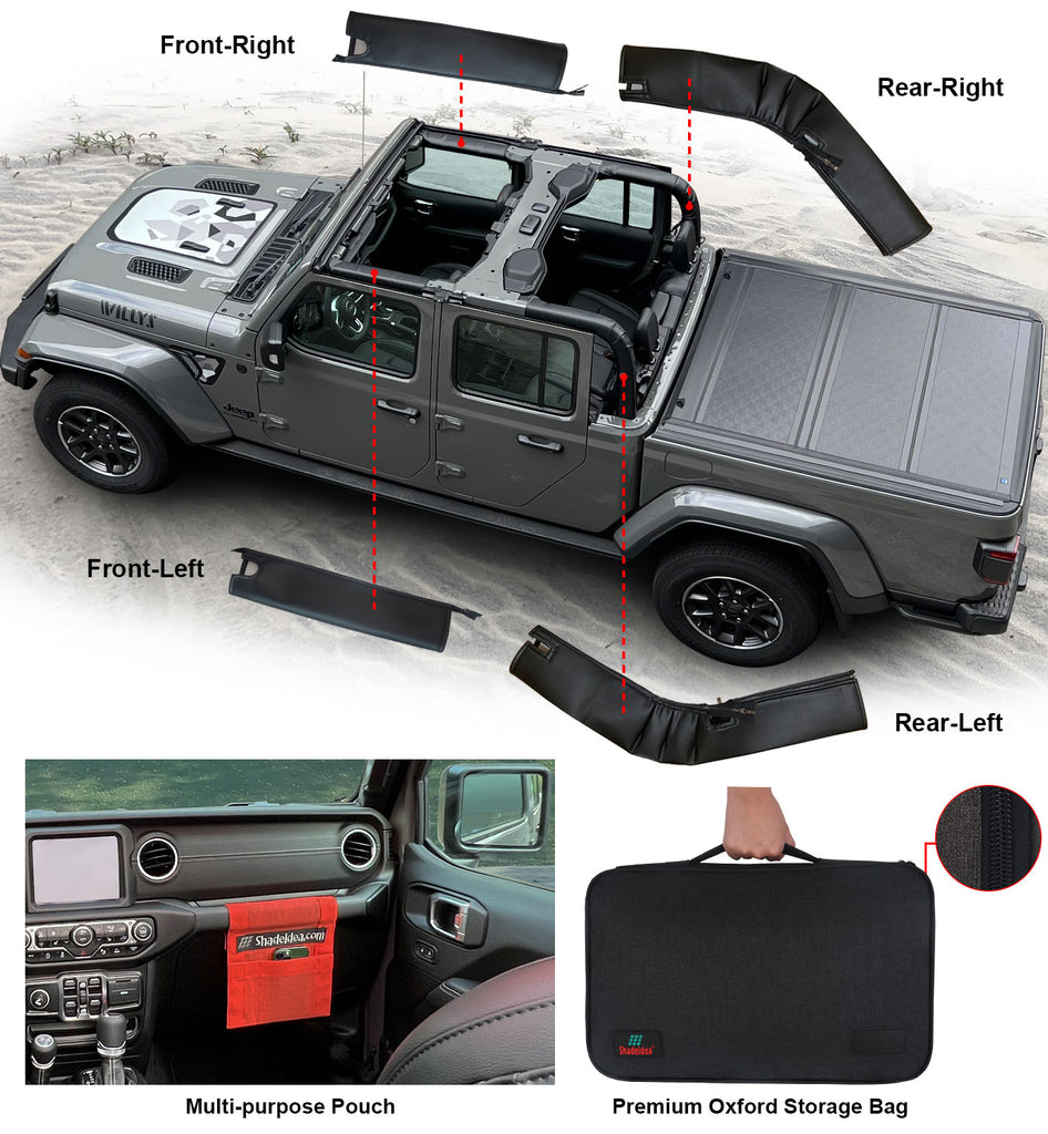 Gladiator Padding Shadeidea Jeep Gladiator JT Roll Bar Padding (2018-2023) - Black Vinyl