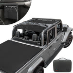 Jeep Gladiator Sunshade JT (2018-2023) 4 Door Top Sun Shade Front and Rear 2-pieces Mesh Screen Wrangler Cover UV Blocker with GrabBag Pouch - 10 Year Warranty