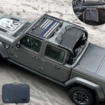 Jeep Gladiator Sunshade JT (2018-2023) 4 Door Top Sun Shade Front and Rear 2-pieces Mesh Screen Wrangler Cover UV Blocker with GrabBag Pouch - 10 Year Warranty