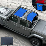 Jeep Gladiator Sunshade JT (2018-2023) 4 Door Top Sun Shade Front and Rear 2-pieces Mesh Screen Wrangler Cover UV Blocker with GrabBag Pouch - 10 Year Warranty