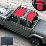 Jeep Gladiator Sunshade JT (2018-2023) 4 Door Top Sun Shade Front and Rear 2-pieces Mesh Screen Wrangler Cover UV Blocker with GrabBag Pouch - 10 Year Warranty