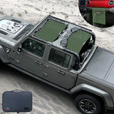 Jeep Gladiator Sunshade JT (2018-2023) 4 Door Top Sun Shade Front and Rear 2-pieces Mesh Screen Wrangler Cover UV Blocker with GrabBag Pouch - 10 Year Warranty
