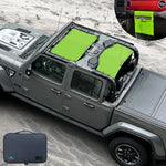 Jeep Gladiator Sunshade JT (2018-2023) 4 Door Top Sun Shade Front and Rear 2-pieces Mesh Screen Wrangler Cover UV Blocker with GrabBag Pouch - 10 Year Warranty